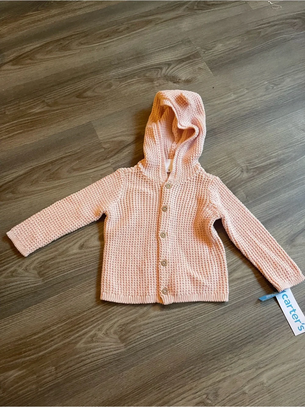 Carter's Knit Hooded Sweater Cardigan Baby Girl Bear Ear Jacket Size 12 M NEW